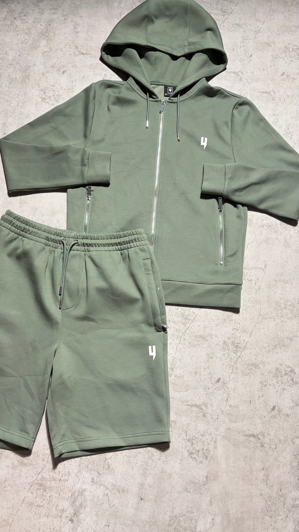 Yelir World “Lux” Khaki Green Shorts Set