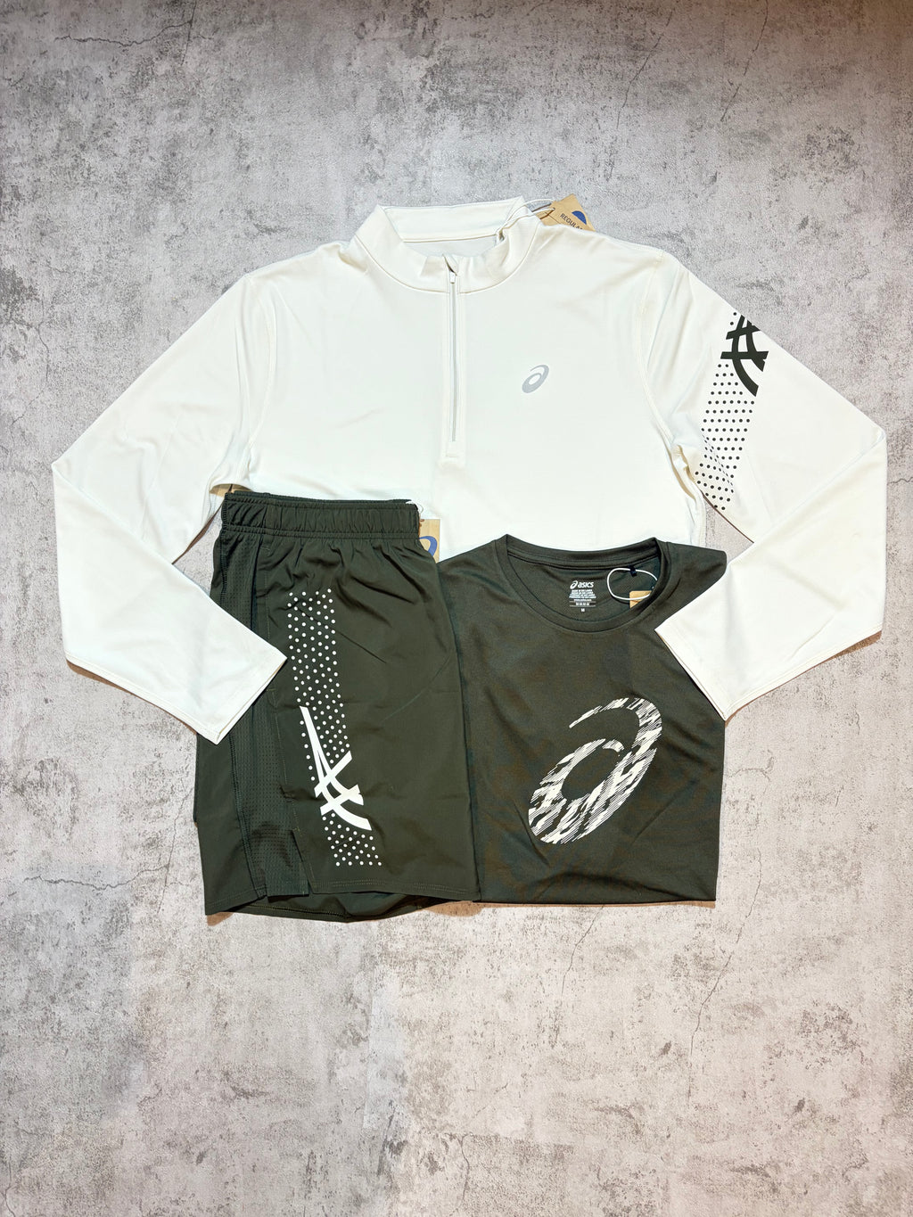 Asics Icon GPX Cream Brown Stone Activewear Quarter Zip Set