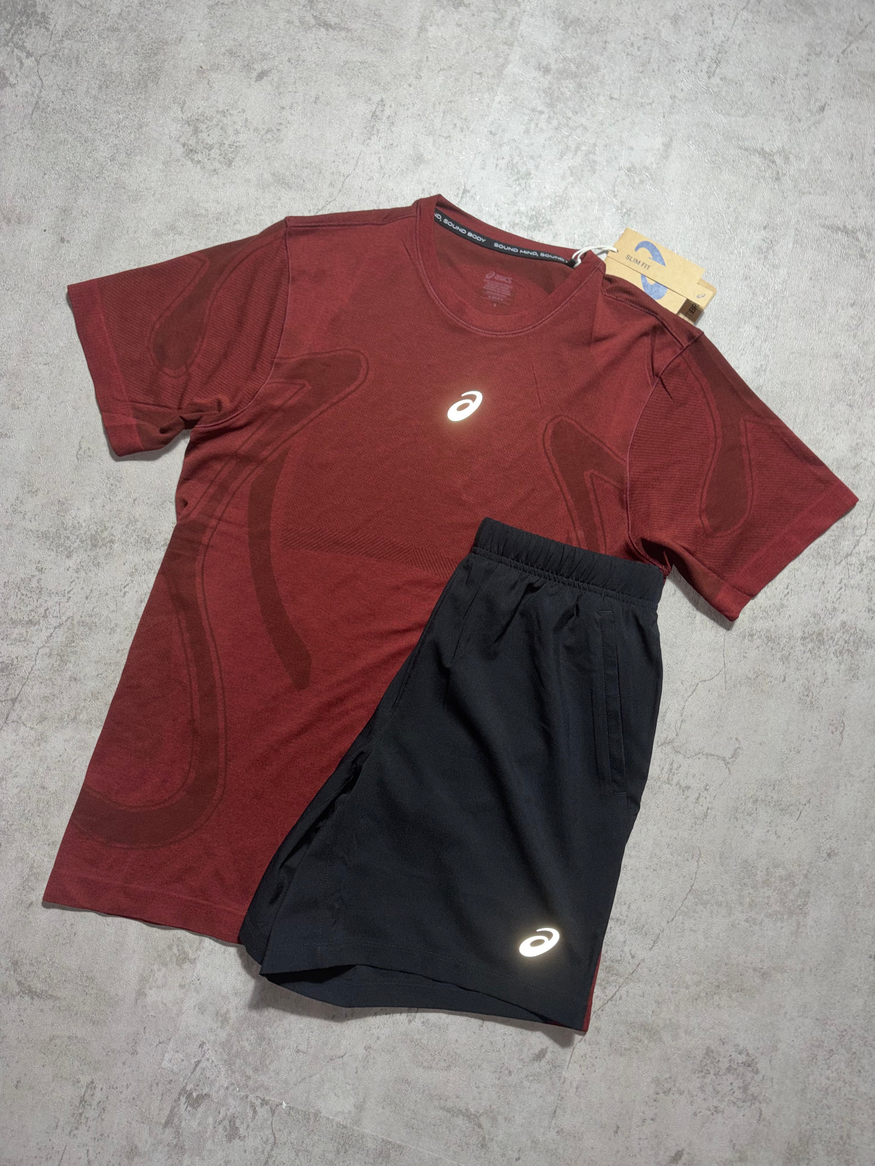 Asics Seamless Set Burgundy Black
