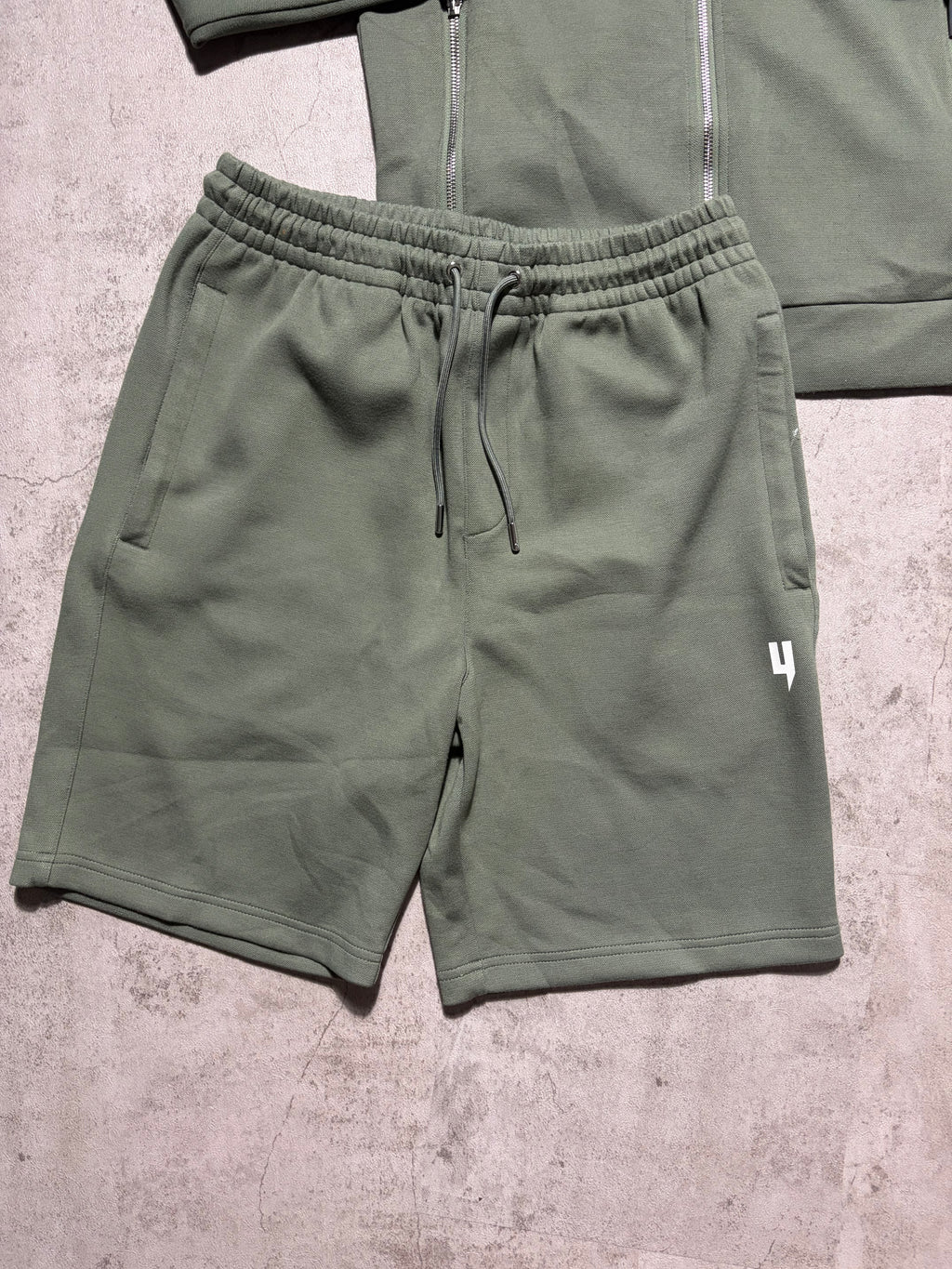 Yelir World “Lux” Khaki Green Shorts Set