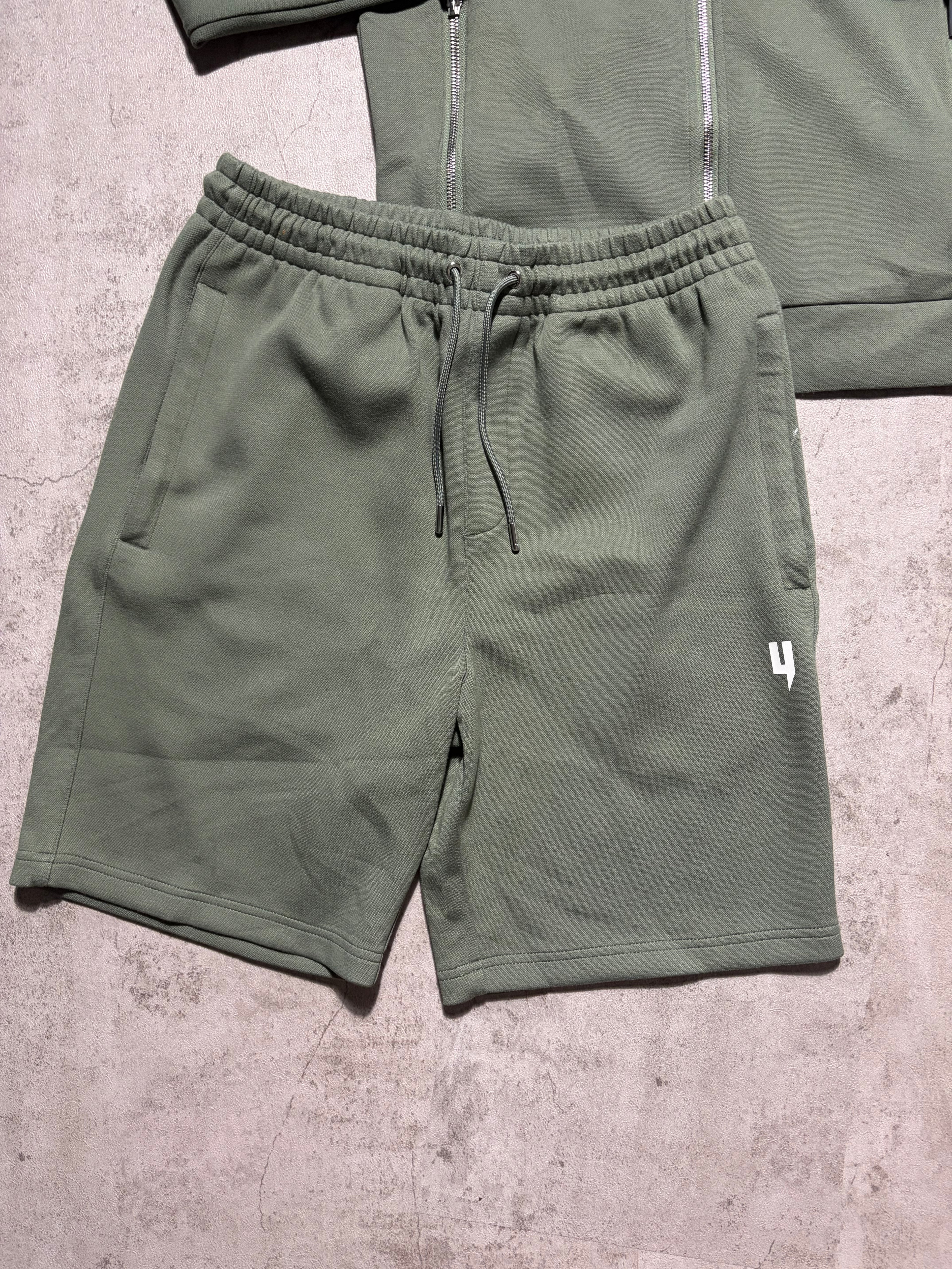 Yelir World “Lux” Khaki Green Shorts Set