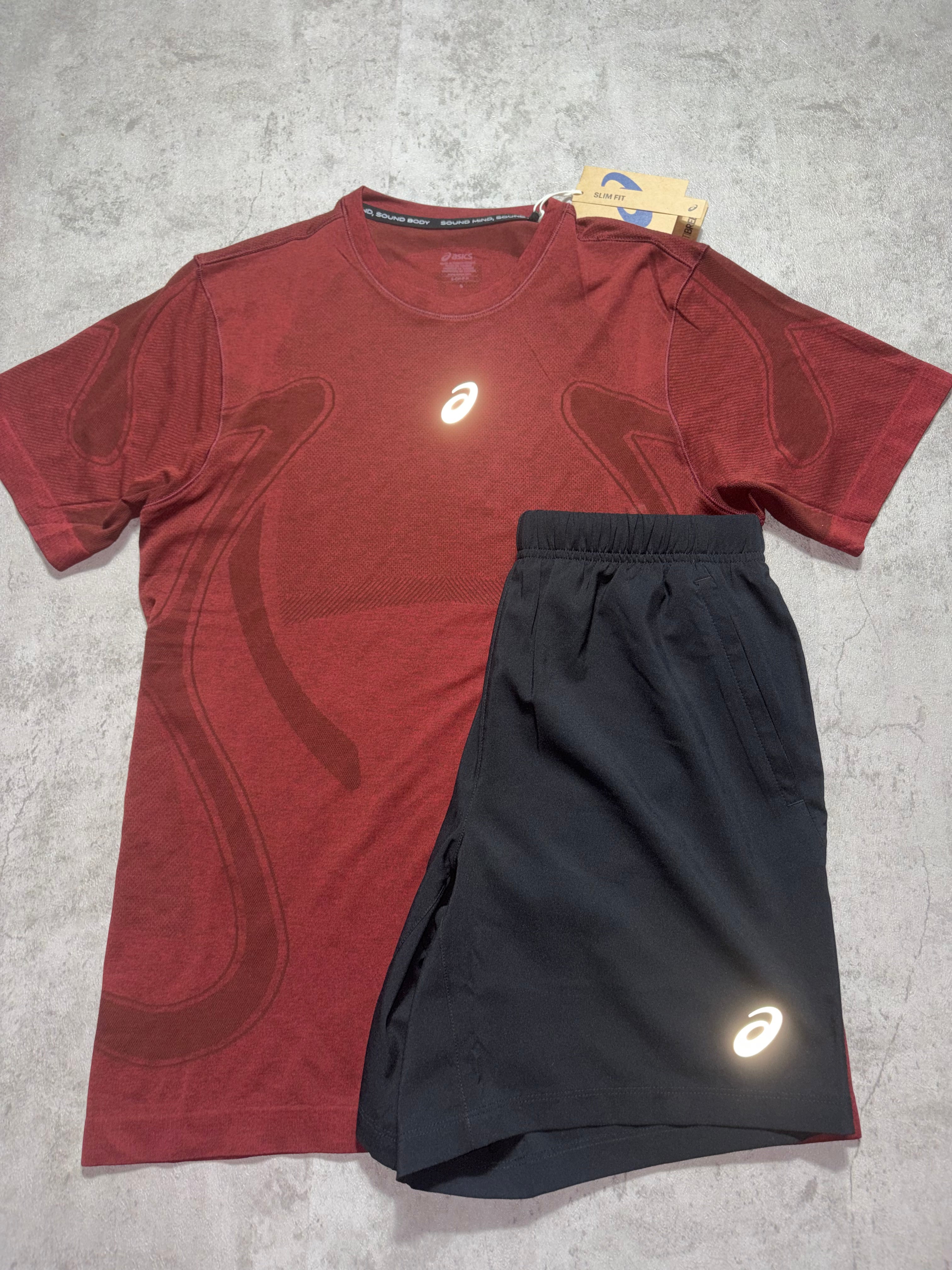 Asics Seamless Set Burgundy Black