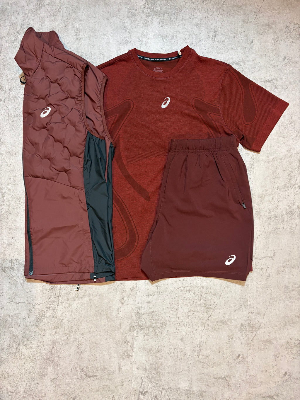 Asics Burgundy 3 Piece Set