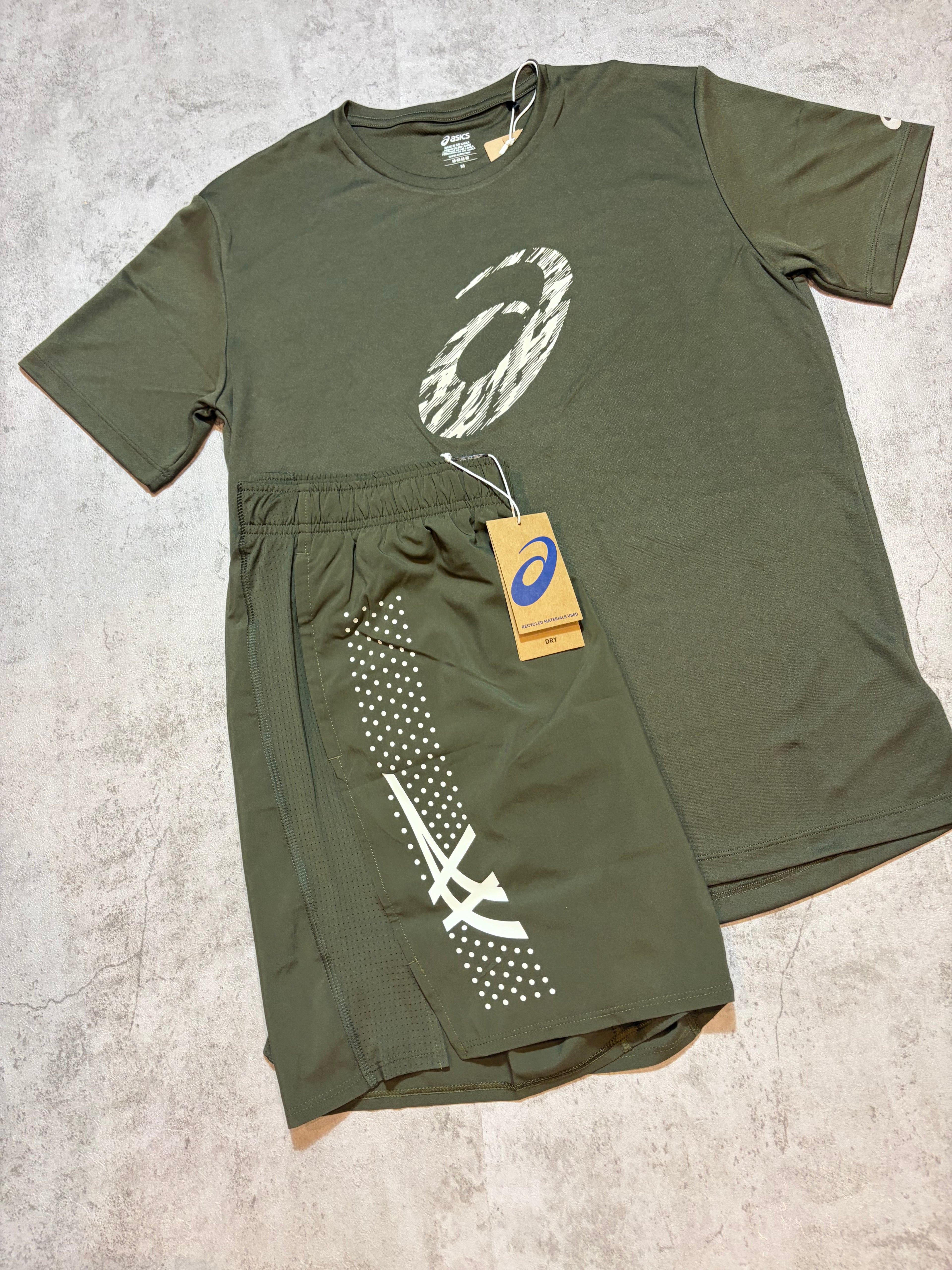 Asics Icon GPX Cream Brown Stone Activewear Quarter Zip Set