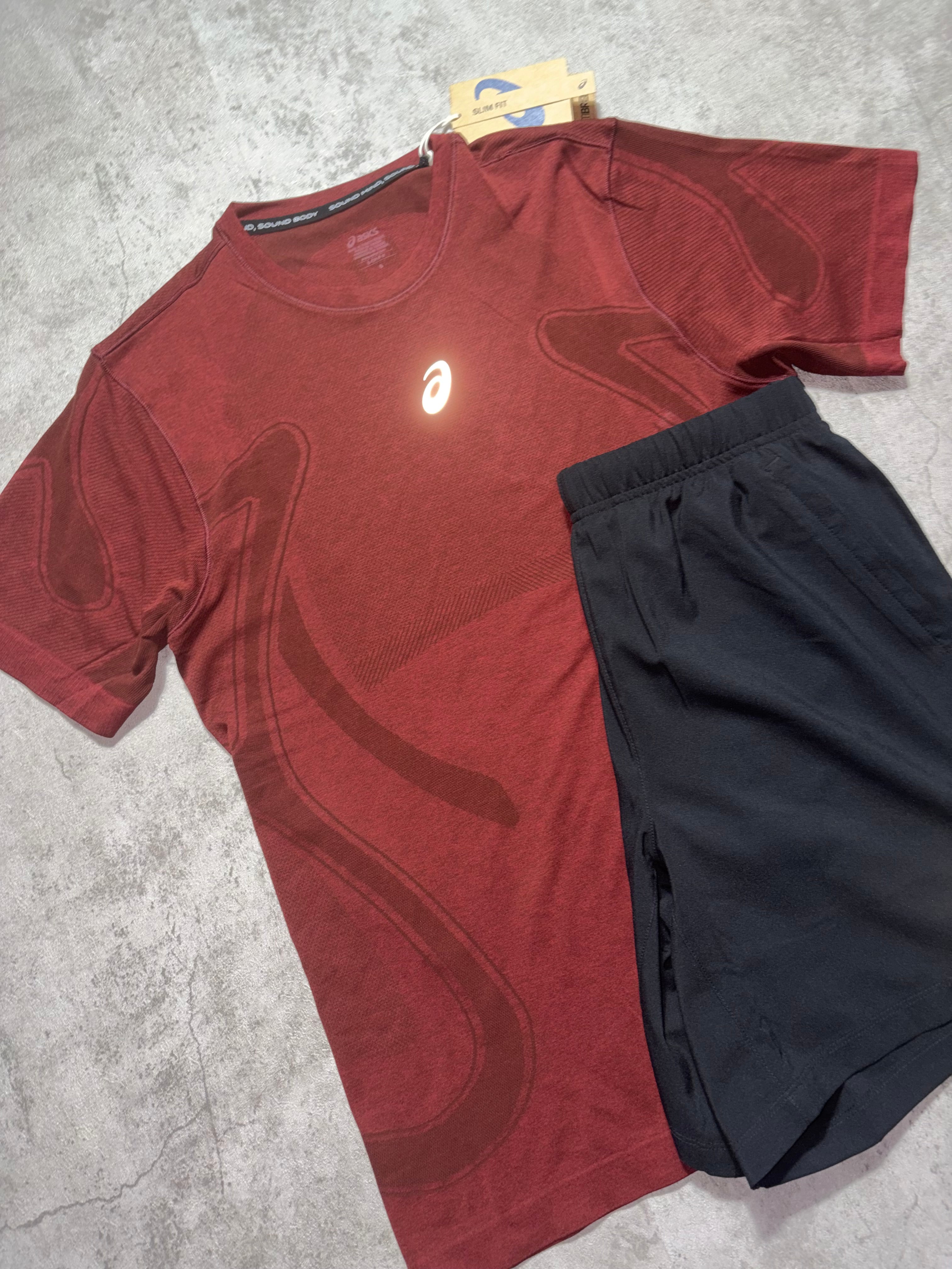 Asics Seamless Set Burgundy Black
