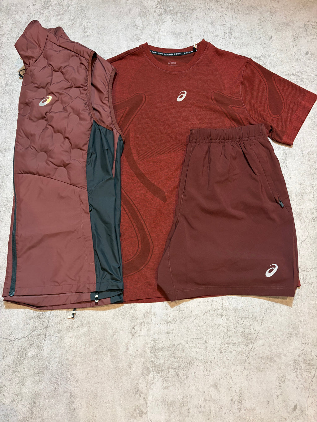 Asics Burgundy 3 Piece Set