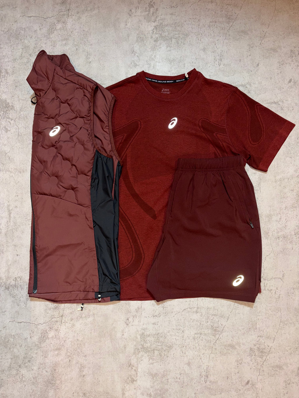 Asics Burgundy 3 Piece Set