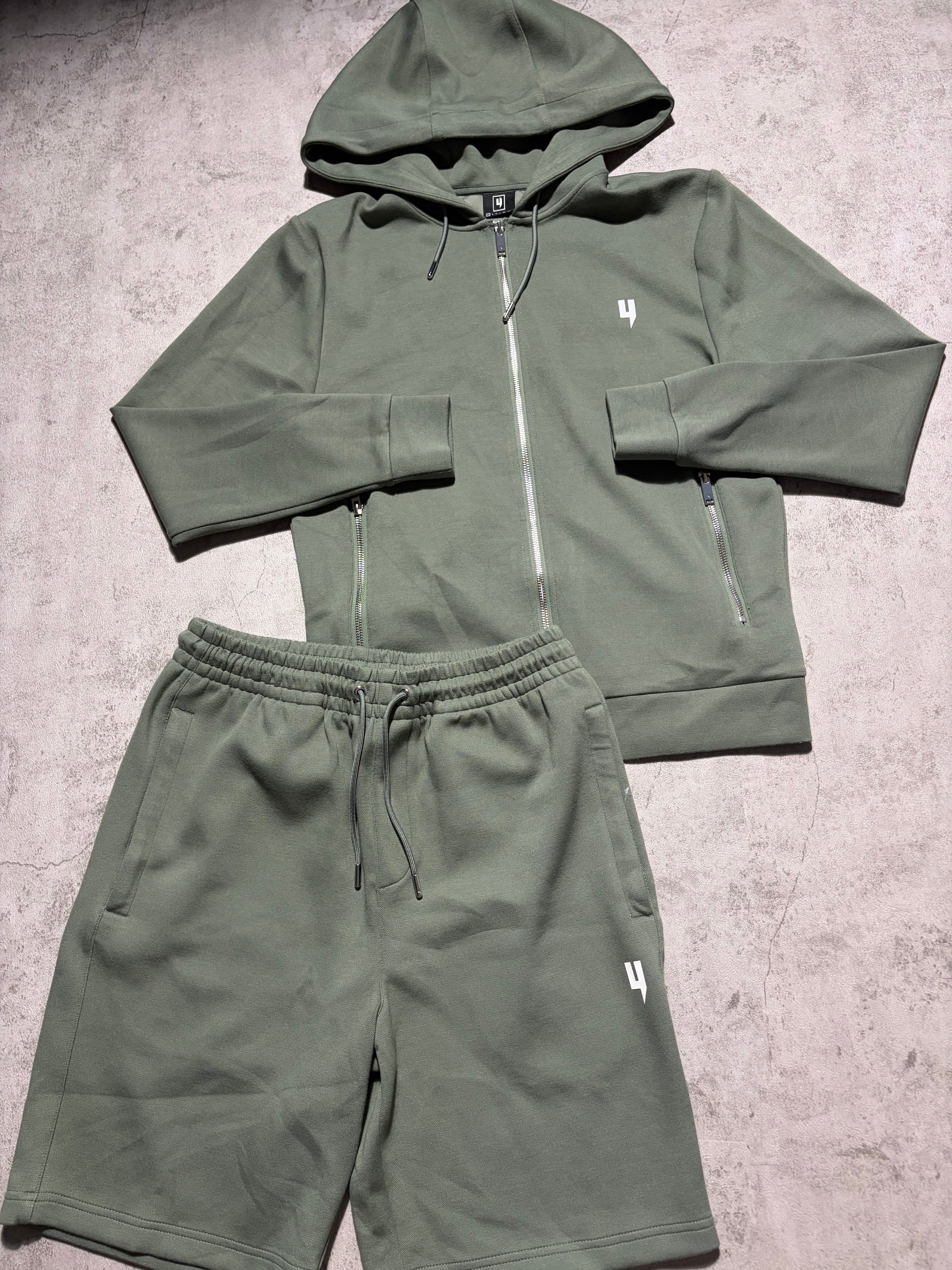 Yelir World “Lux” Khaki Green Shorts Set