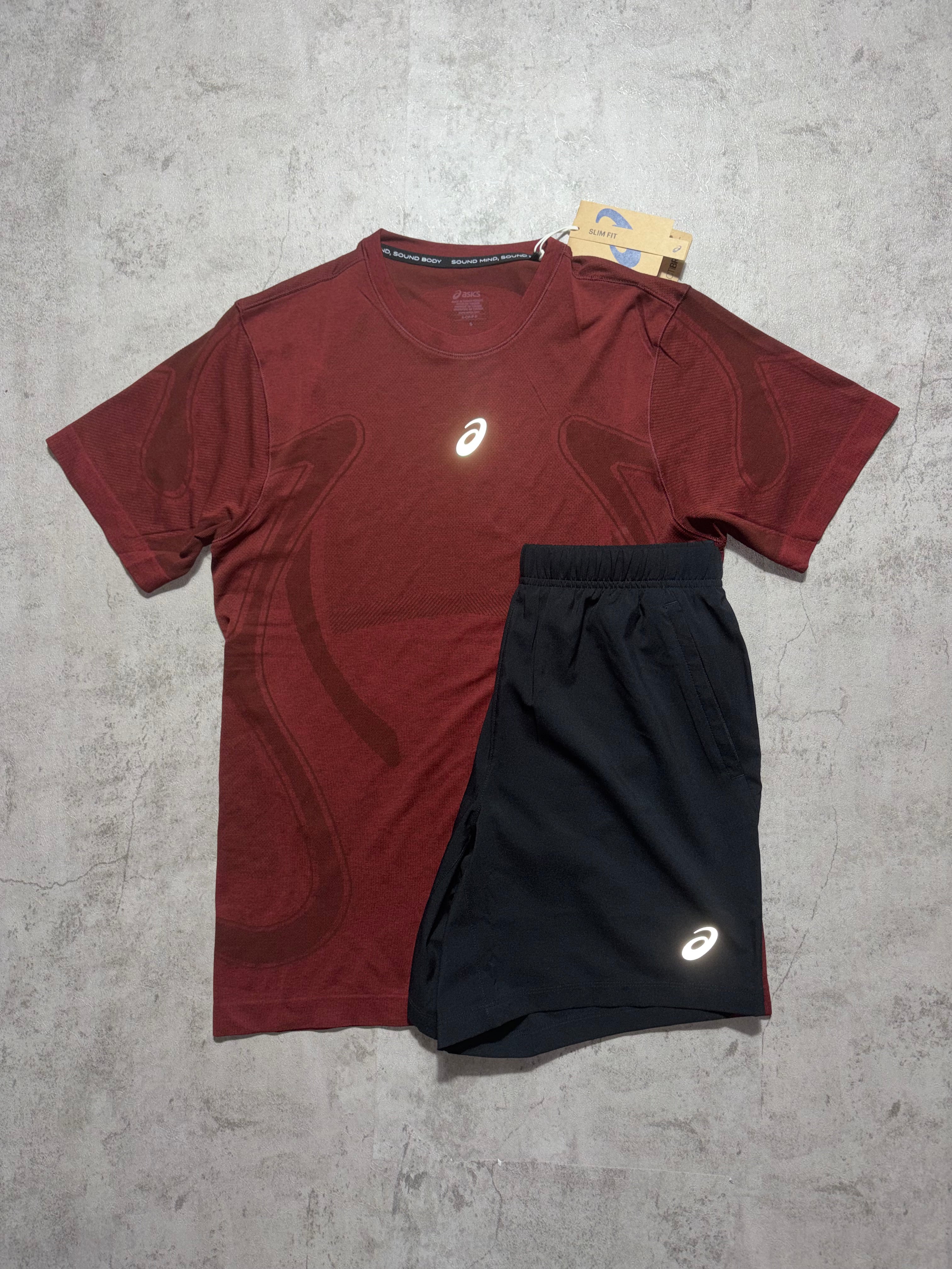 Asics Seamless Set Burgundy Black