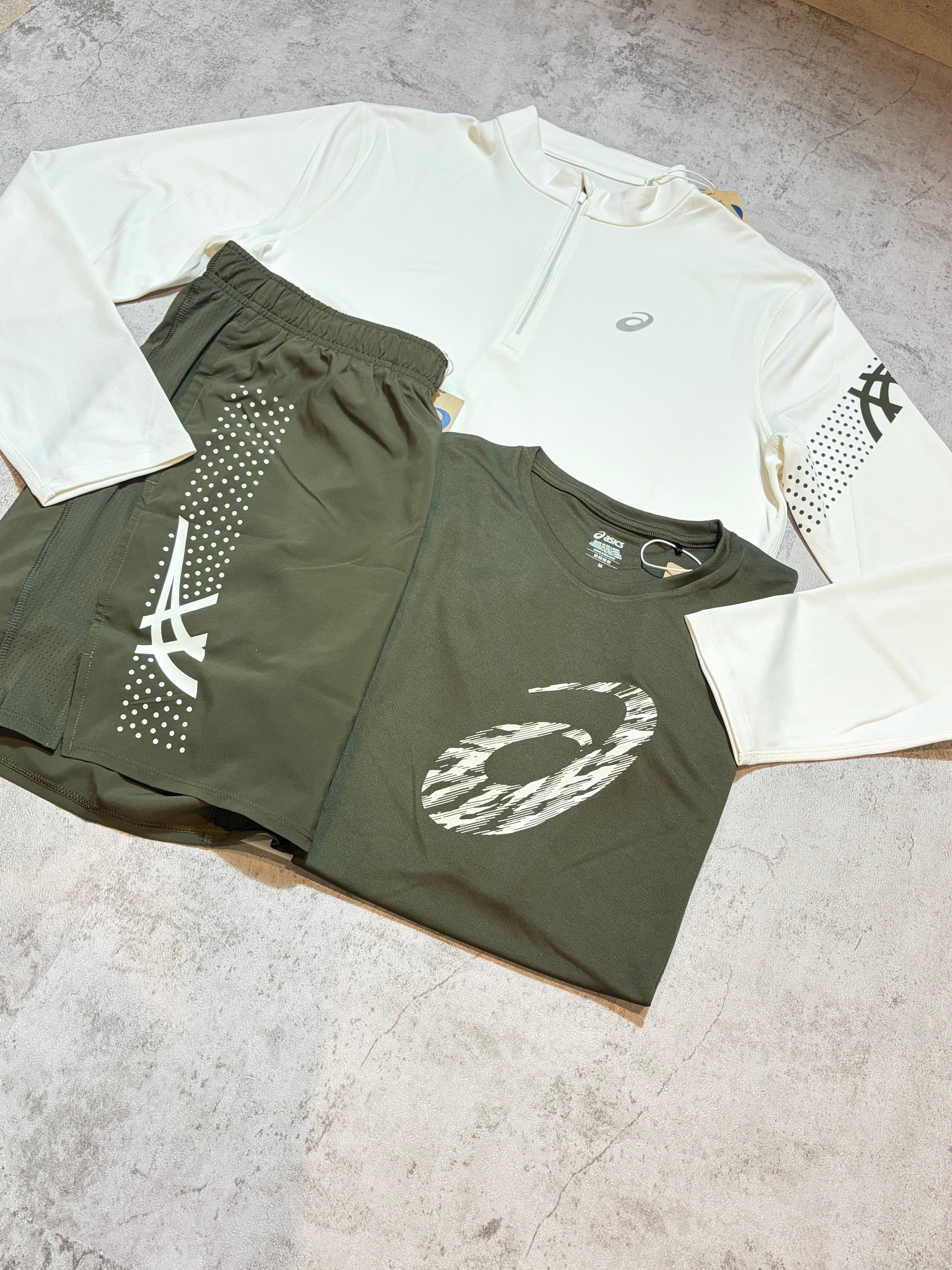 Asics Icon GPX Cream Brown Stone Activewear Quarter Zip Set