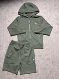Yelir World “Lux” Khaki Green Shorts Set
