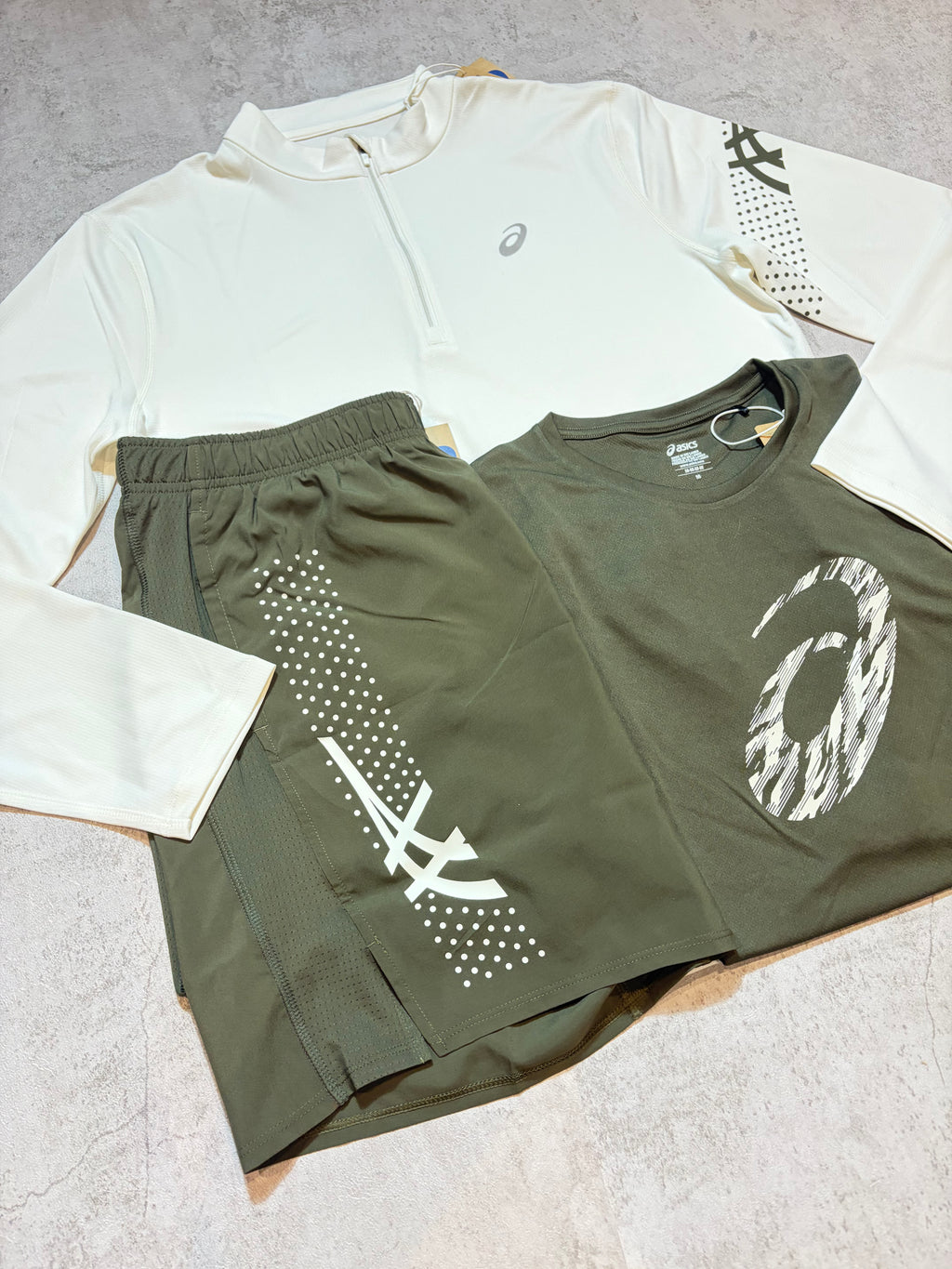 Asics Icon GPX Cream Brown Stone Activewear Quarter Zip Set
